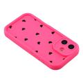 iPhone 17 stødsikkert TPU-cover med hjertemønster og forhøjede kanter - Hot Pink