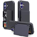 iPhone 17 Hybrid Cover med Spejl og Kortholder - Sort