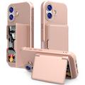 iPhone 17 Hybrid Cover med Spejl og Kortholder - Pink