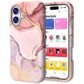 iPhone 17 luksus marmor hybrid cover - pink/guld
