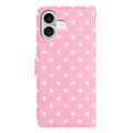 iPhone 17 Pung Etui med Prikket Mønster - Pink