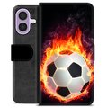 iPhone 17 Premium Flip Cover med Pung - Fodbold Flamme