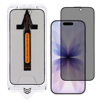 iPhone 17 Privacy Skærmbeskyttelse Hærdet Glas med installationsværktøj - 9H - sort kant