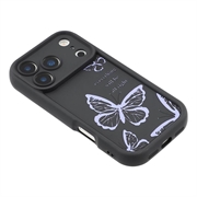 iPhone 17 Pro TPU-cover med Sommerfugleprint - Lilla / Sort
