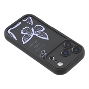 iPhone 17 Pro TPU-cover med Sommerfugleprint - Lilla / Sort