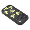 iPhone 17 Pro TPU-cover med Sommerfugleprint - Gul / Sort