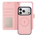 iPhone 17 Pro aftageligt pungetui med MagSafe, RFID-beskyttelse og håndrem - Mynte / Pink