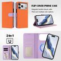 iPhone 17 Pro aftageligt pungetui med MagSafe, RFID-beskyttelse og håndrem - orange / lilla