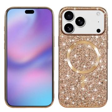 iPhone 17 Pro Galvaniseret glitter cover - MagSafe-kompatibel - rosaguld