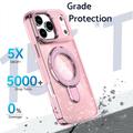 iPhone 17 Pro Glitter Hybrid Cover med Kickstand - MagSafe-kompatibel - Pink