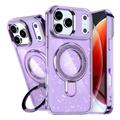 iPhone 17 Pro Glitter Hybrid cover med kickstand - MagSafe-kompatibel - Lilla