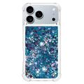 iPhone 17 Pro Glitter Quicksand TPU Cover - Blå hjerter