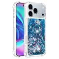 iPhone 17 Pro Glitter Quicksand TPU Cover - Blå hjerter