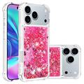 iPhone 17 Pro Glitter Quicksand TPU Cover - Lyserøde hjerter