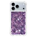 iPhone 17 Pro Glitter Quicksand TPU Cover - Lilla hjerter