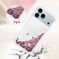 iPhone 17 Pro Glitter Quicksand TPU Cover - rosaguldfarvede hjerter