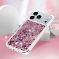 iPhone 17 Pro Glitter Quicksand TPU Cover - rosaguldfarvede hjerter