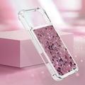 iPhone 17 Pro Glitter Quicksand TPU Cover - rosaguldfarvede hjerter
