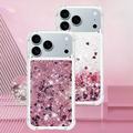 iPhone 17 Pro Glitter Quicksand TPU Cover - rosaguldfarvede hjerter