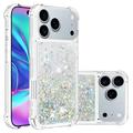 iPhone 17 Pro Glitter Quicksand TPU Cover - Sølvhjerter