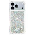 iPhone 17 Pro Glitter Quicksand TPU Cover - Sølvhjerter