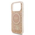 iPhone 17 Pro Guess IML Flowers Allover Electro Cover med Perlestrop - MagSafe-kompatibel - Pink