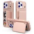 iPhone 17 Pro Hybrid Cover med Spejl og Kortholder - Pink