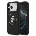 iPhone 17 Pro Karl Lagerfeld Karl and Choupette MagSafe Cover i flydende silikone - Sort