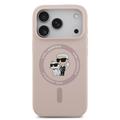 iPhone 17 Pro Karl Lagerfeld Karl and Choupette MagSafe Cover i flydende silikone - Pink