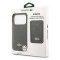 iPhone 17 Pro Lacoste Iconic Petit Pique MagSafe cover og magnetisk kortholder - Sort