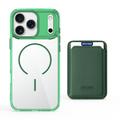 iPhone 17 Pro MagSafe Cover med kortholder - grøn / gennemsigtig