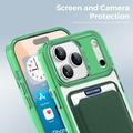 iPhone 17 Pro MagSafe Cover med kortholder - grøn / gennemsigtig