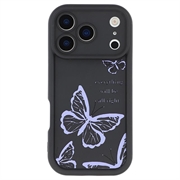 iPhone 17 Pro Max TPU-cover med Sommerfugleprint - Lilla / Sort