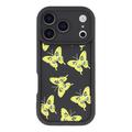 iPhone 17 Pro Max TPU-cover med Sommerfugleprint - Gul / Sort