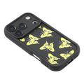 iPhone 17 Pro Max TPU-cover med Sommerfugleprint - Gul / Sort