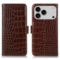 iPhone 17 Pro Max/18 Pro Max Crocodile Series Læderpung med RFID