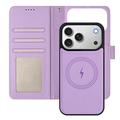 iPhone 17 Pro Max aftageligt pungetui med MagSafe, RFID-beskyttelse og håndrem - orange / lilla