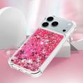iPhone 17 Pro Max Glitter Quicksand TPU Cover - Lyserøde hjerter