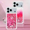 iPhone 17 Pro Max Glitter Quicksand TPU Cover - Lyserøde hjerter