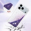 iPhone 17 Pro Max Glitter Quicksand TPU Cover - Lilla hjerter