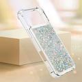 iPhone 17 Pro Max Glitter Quicksand TPU Cover - Sølvhjerter