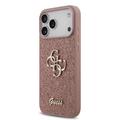 iPhone 17 Pro Max Guess Fixed Glitter 4G Metal Logo Cover - Pink