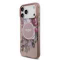 iPhone 17 Pro Max Guess IML Flowers cover med perlerem - Pink