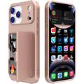 iPhone 17 Pro Max Hybrid Cover med Spejl og Kortholder - Pink