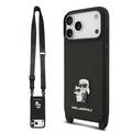 iPhone 17 Pro Max Karl Lagerfeld Saffiano Crossbody Metal Karl & Choupette Cover - Sort