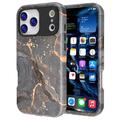 iPhone 17 Pro Max luksus marmor hybrid cover - sort / guld