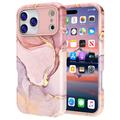iPhone 17 Pro Max luksus marmor hybrid cover - pink / guld