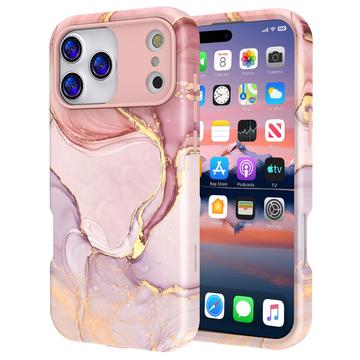 iPhone 17 Pro Max luksus marmor hybrid cover - pink / guld
