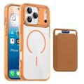 iPhone 17 Pro Max MagSafe Cover med kortholder - orange / gennemsigtig