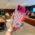 iPhone 17 Pro Max PC / TPU Cover med linsefilm og rem - Polka Dot - Hot Pink